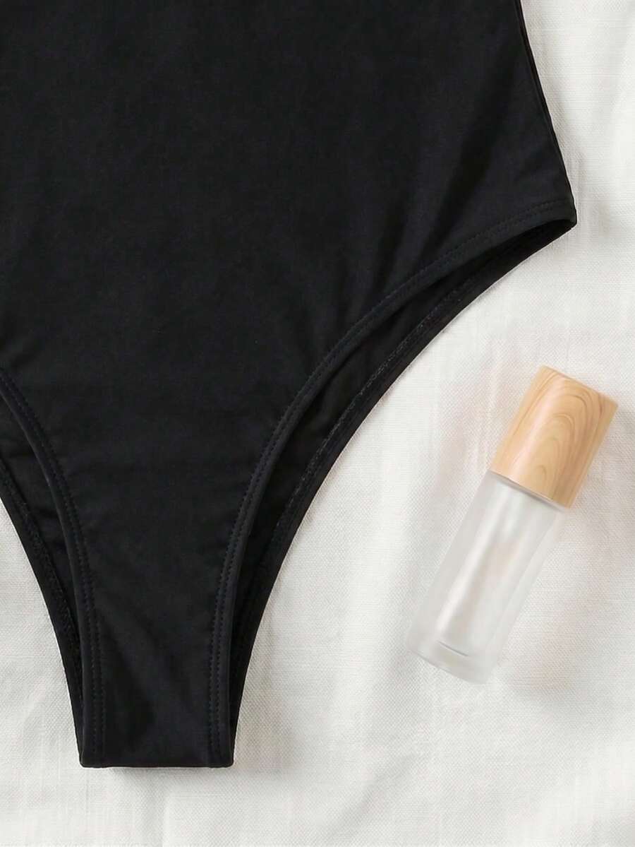 New Sexy Contrast Color High Elasticity Casual Elegant Beach Vacation Date Party Women One-Piece Swimsuit