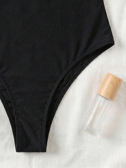New Sexy Contrast Color High Elasticity Casual Elegant Beach Vacation Date Party Women One-Piece Swimsuit