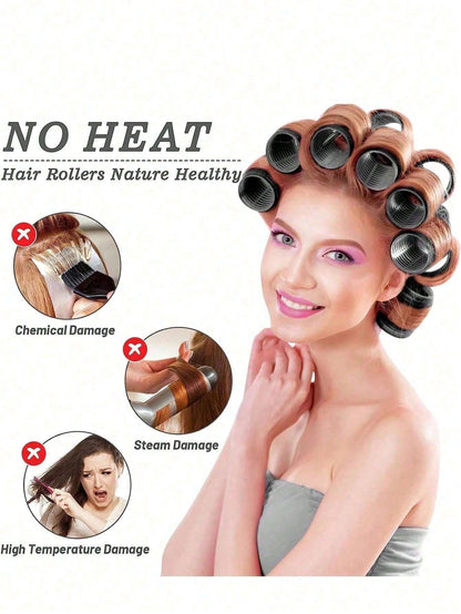 18pcs/Set Large Size Hair Rollers With Clips, Self-Gripping Curler Suitable For Long/Medium/Short Hair And Bangs, DIY Hair Curling Tool (Includes 12pcs Large Roller Tubes + 6pcs Clips)(36pcs/18pcs/3pc