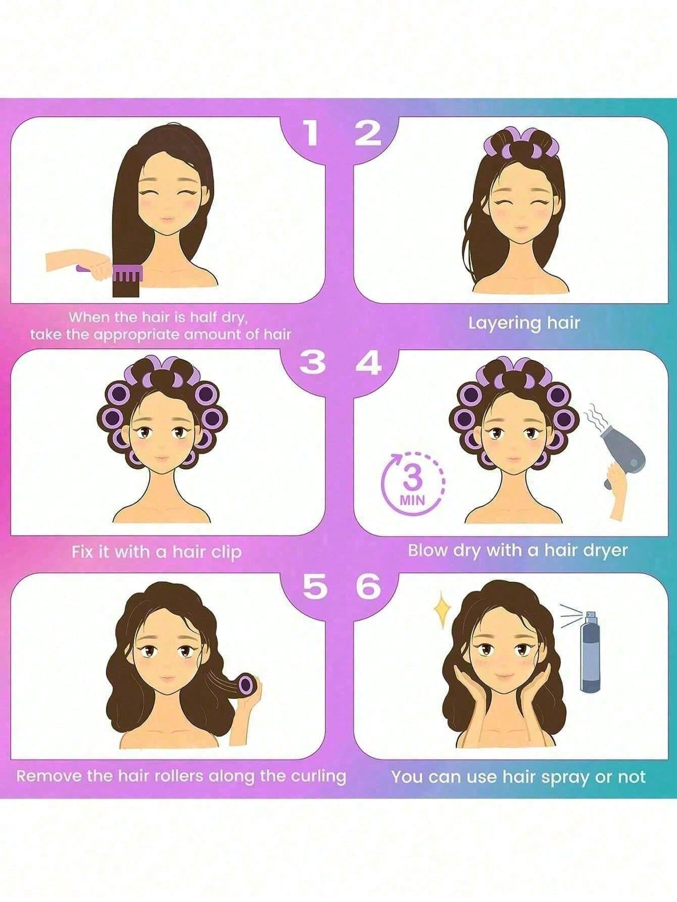 18pcs/Set Large Size Hair Rollers With Clips, Self-Gripping Curler Suitable For Long/Medium/Short Hair And Bangs, DIY Hair Curling Tool (Includes 12pcs Large Roller Tubes + 6pcs Clips)(36pcs/18pcs/3pc