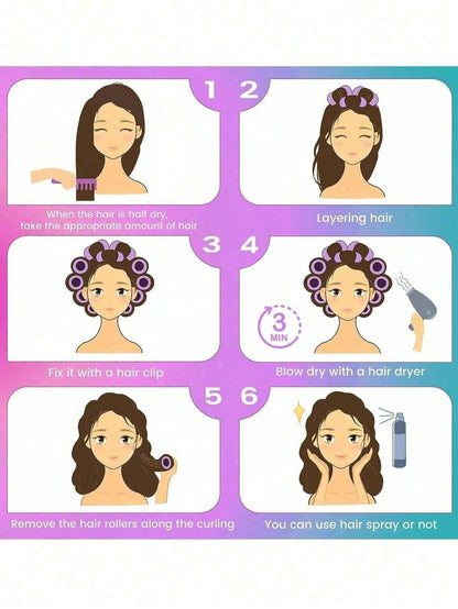 18pcs/Set Large Size Hair Rollers With Clips, Self-Gripping Curler Suitable For Long/Medium/Short Hair And Bangs, DIY Hair Curling Tool (Includes 12pcs Large Roller Tubes + 6pcs Clips)(36pcs/18pcs/3pc