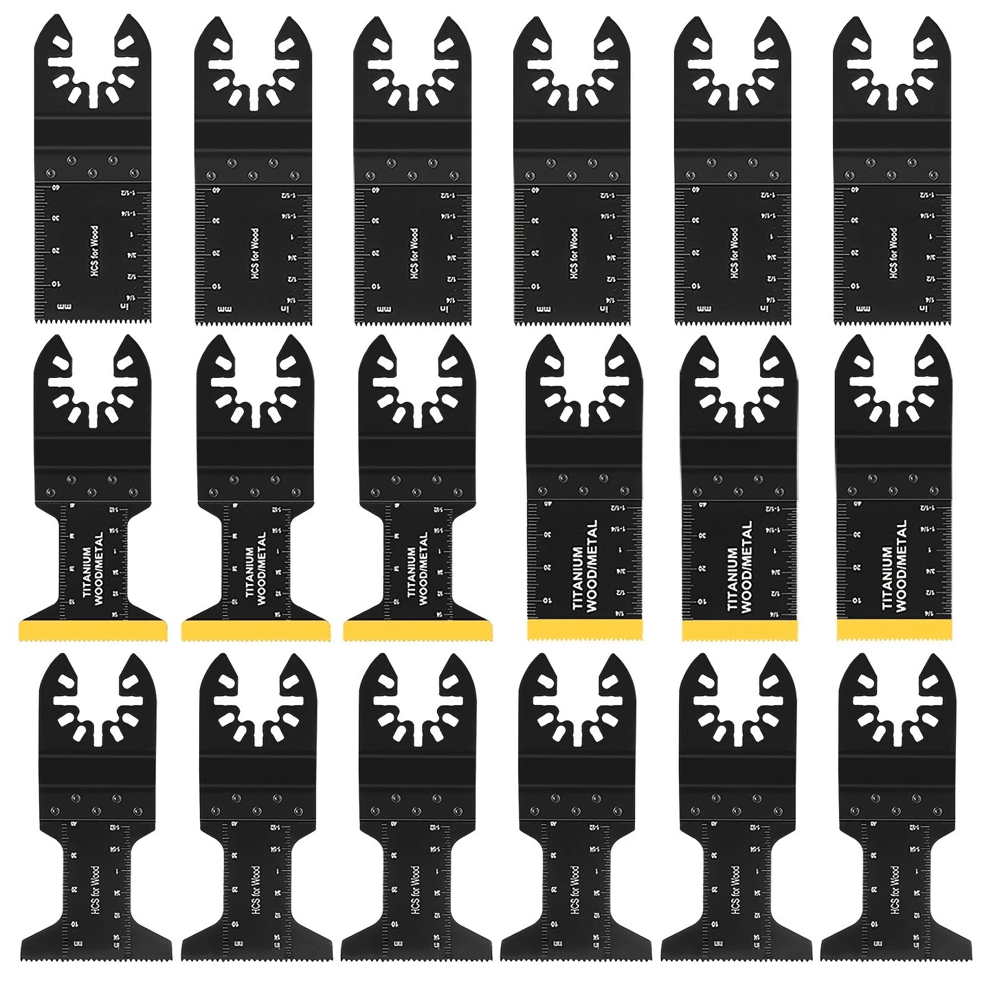 18pcs Titanium Oscillating Tool Blades, Multi-Functional Oscillating Saw Blade Set Suitable For Cutting Wood, Metal, Nails, Plastic