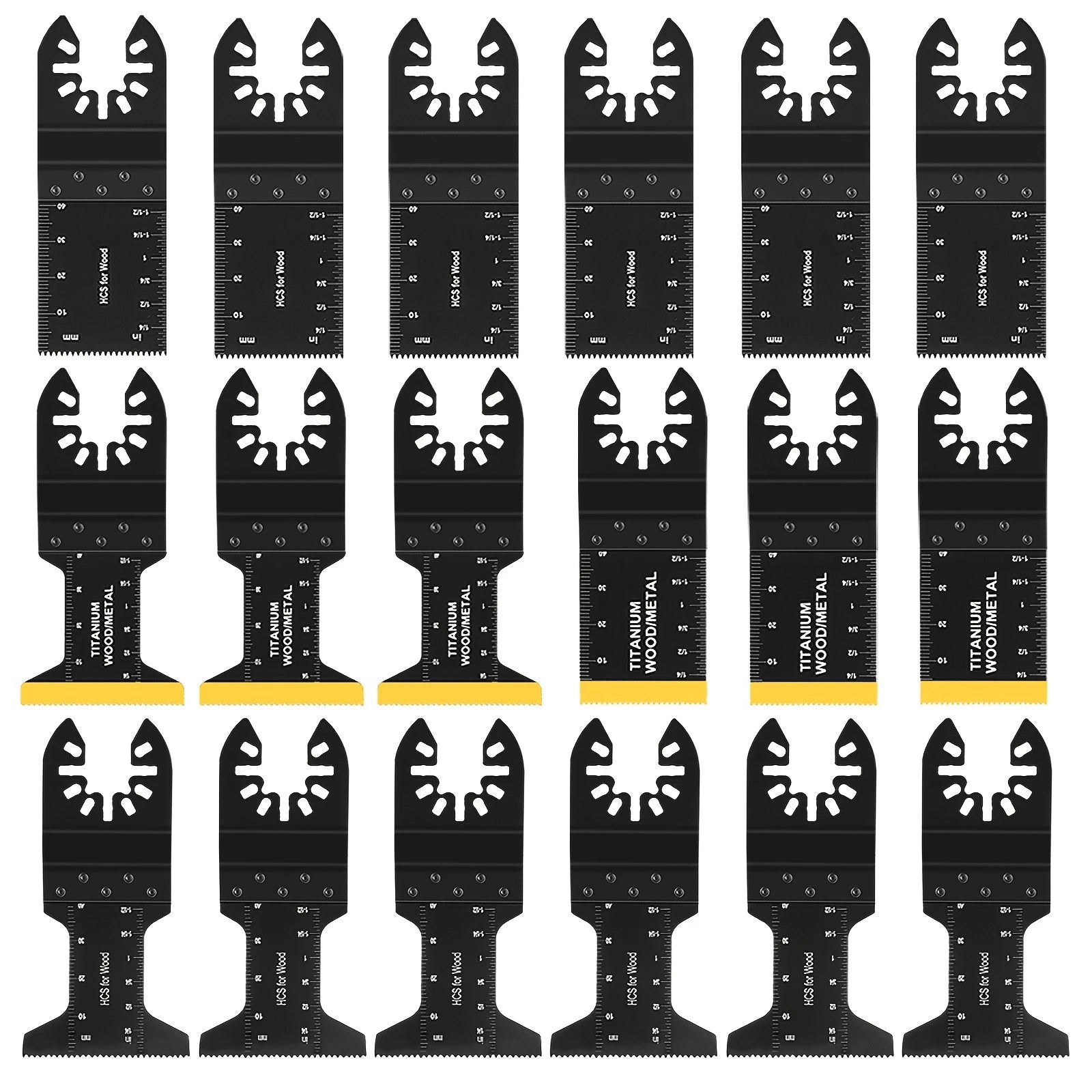 18pcs Titanium Oscillating Tool Blades, Multi-Functional Oscillating Saw Blade Set Suitable For Cutting Wood, Metal, Nails, Plastic
