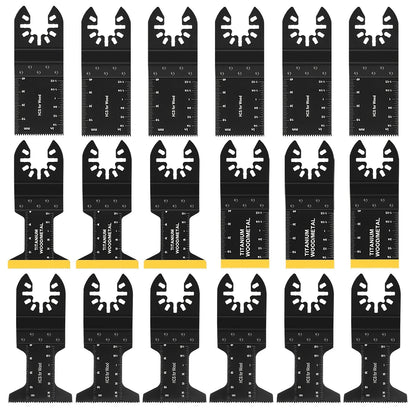 18pcs Titanium Oscillating Tool Blades, Multi-Functional Oscillating Saw Blade Set Suitable For Cutting Wood, Metal, Nails, Plastic
