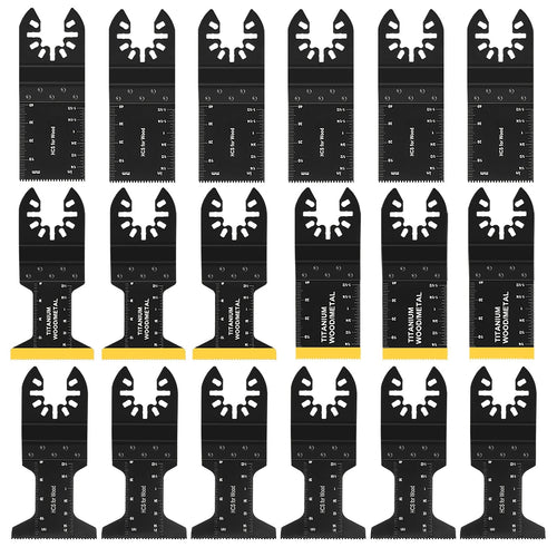 18pcs Titanium Oscillating Tool Blades, Multi-Functional Oscillating Saw Blade Set Suitable For Cutting Wood, Metal, Nails, Plastic