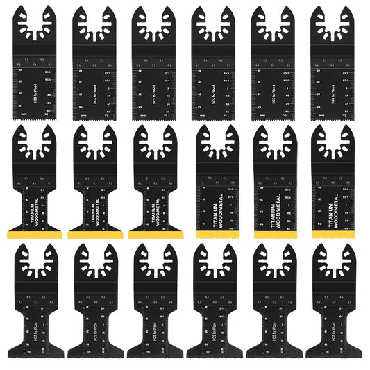 18pcs Titanium Oscillating Tool Blades, Multi-Functional Oscillating Saw Blade Set Suitable For Cutting Wood, Metal, Nails, Plastic