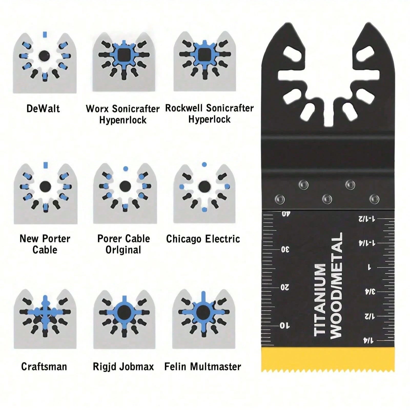 18pcs Titanium Oscillating Tool Blades, Multi-Functional Oscillating Saw Blade Set Suitable For Cutting Wood, Metal, Nails, Plastic