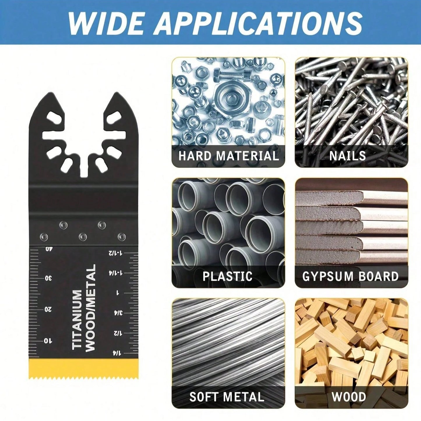 18pcs Titanium Oscillating Tool Blades, Multi-Functional Oscillating Saw Blade Set Suitable For Cutting Wood, Metal, Nails, Plastic