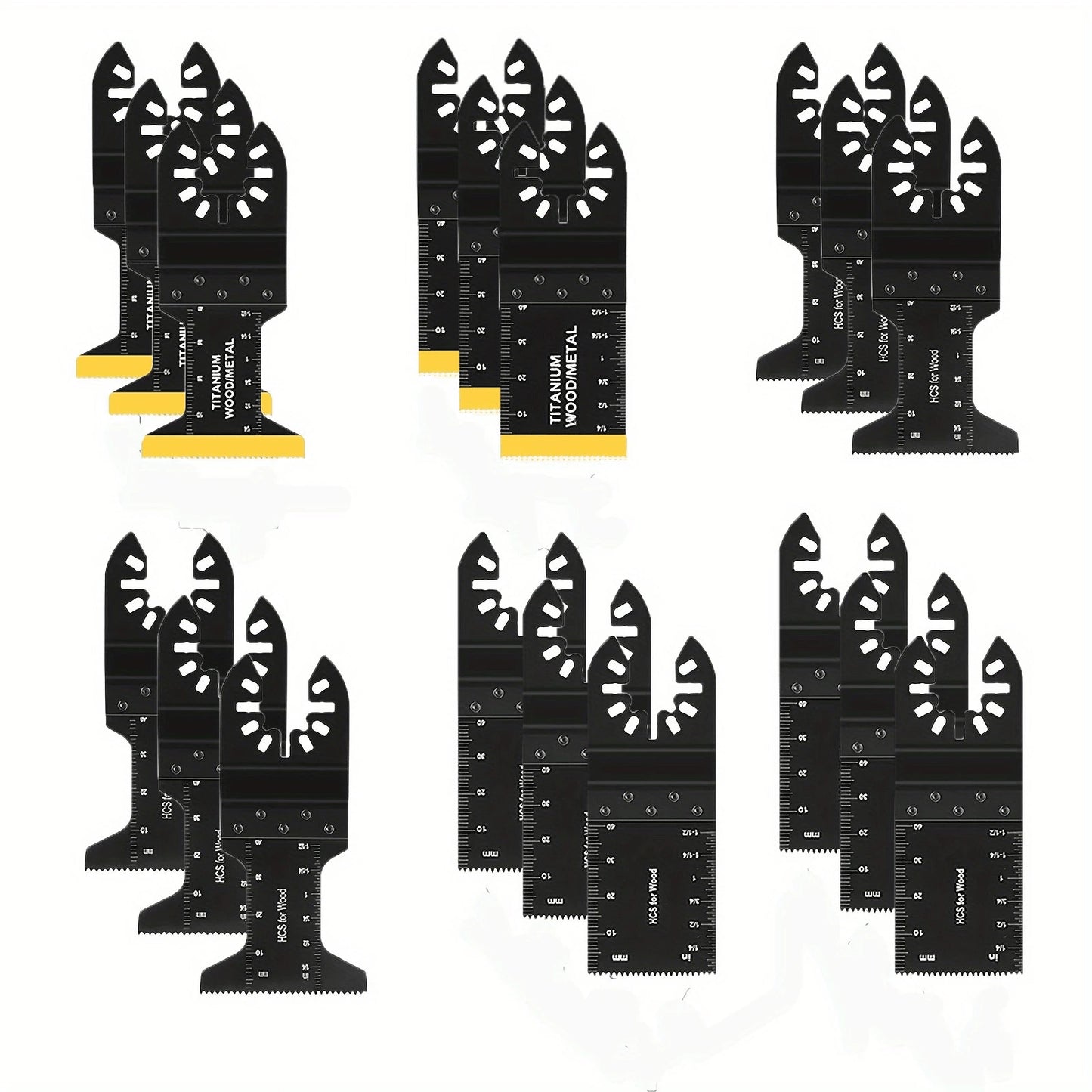 18pcs Titanium Oscillating Tool Blades, Multi-Functional Oscillating Saw Blade Set Suitable For Cutting Wood, Metal, Nails, Plastic