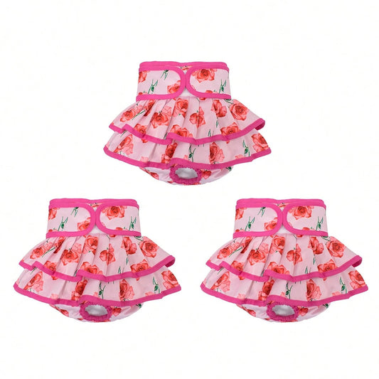 1Pack/3pcs Female Dog Diapers, High Absorbency Washable Dog Diapers For Female Dogs In Heat, Incontinence, Or Excitement Urination