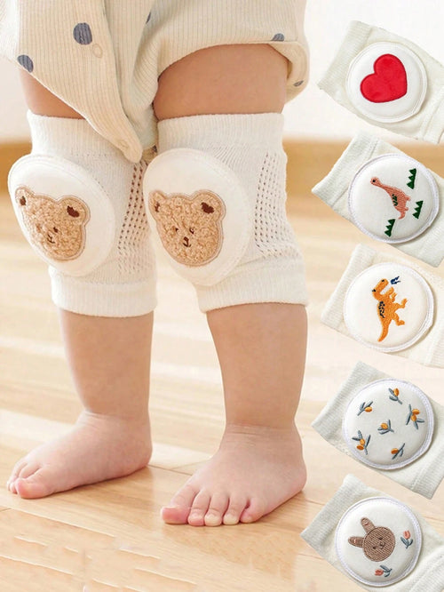 1pair Baby Crawling Knee Pads, With Embroidery Design, Anti-Slip Breathable Mesh Material, Suitable For 0-3 Years Old Infants For Crawling, Learning To Walk, Outdoor/Indoor Activities, And Slip Resist