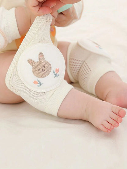 1pair Baby Crawling Knee Pads, With Embroidery Design, Anti-Slip Breathable Mesh Material, Suitable For 0-3 Years Old Infants For Crawling, Learning To Walk, Outdoor/Indoor Activities, And Slip Resist