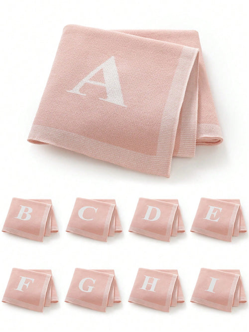 1pc 26 Letter Knitted Baby Blanket, Personalized Soft Infant Throw Blanket For All Seasons