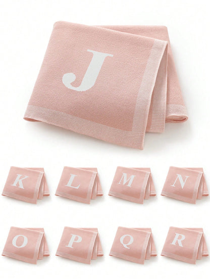1pc 26 Letter Knitted Baby Blanket, Personalized Soft Infant Throw Blanket For All Seasons