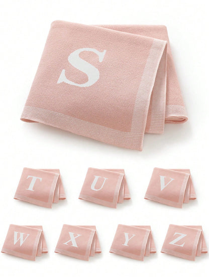 1pc 26 Letter Knitted Baby Blanket, Personalized Soft Infant Throw Blanket For All Seasons