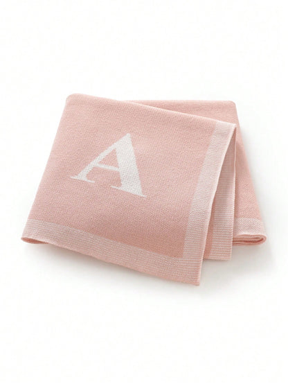 1pc 26 Letter Knitted Baby Blanket, Personalized Soft Infant Throw Blanket For All Seasons