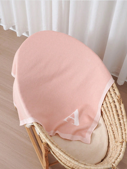 1pc 26 Letter Knitted Baby Blanket, Personalized Soft Infant Throw Blanket For All Seasons