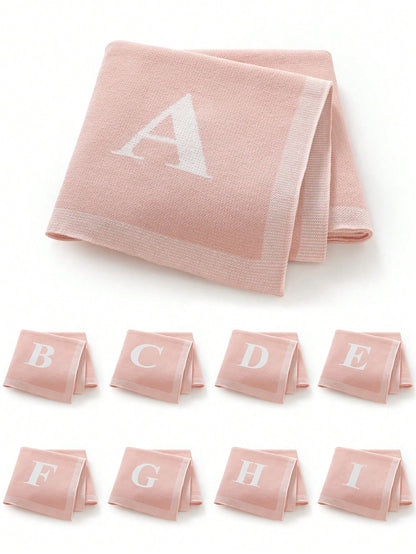1pc 26 Letter Knitted Baby Blanket, Personalized Soft Infant Throw Blanket For All Seasons