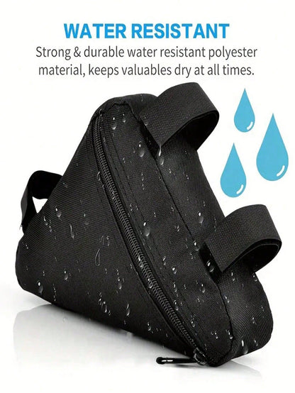 1pc/2pcs Quick-Release Bicycle Tripod Bag- Made Of Durable Oxford Fabric, Featuring Adjustable Straps & Secure Zipper Closure, Stylish Black Riding Storage Bag, Convenient For Bicycle Access And Outd