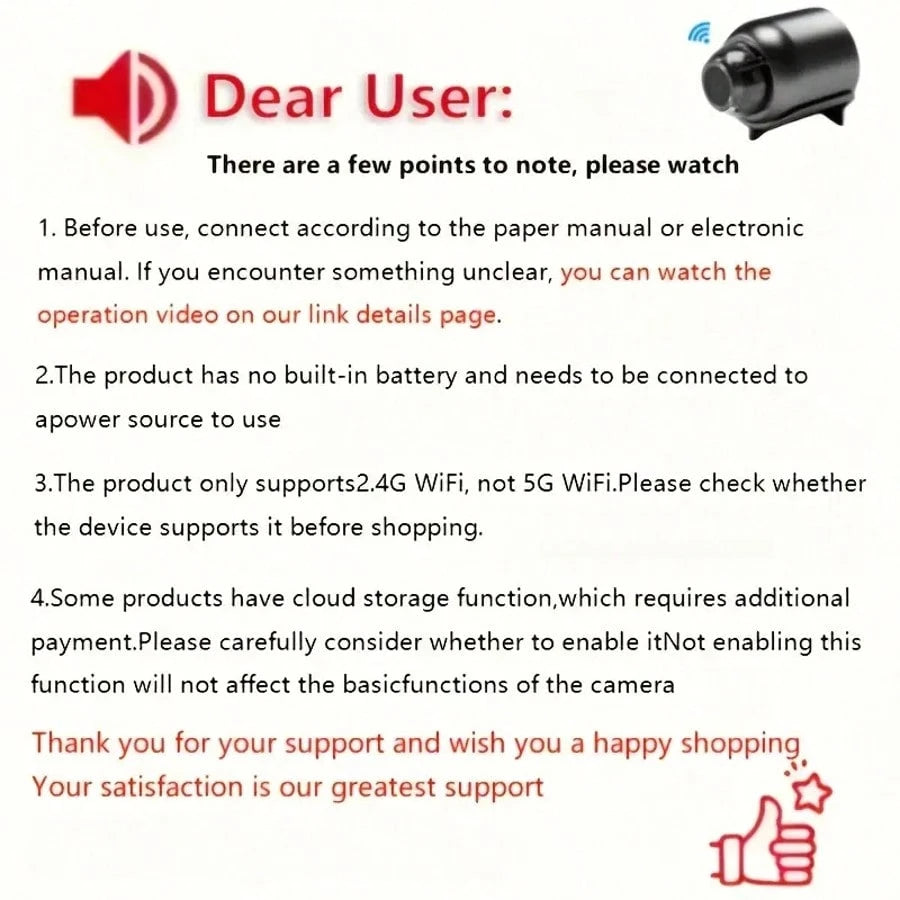 1pc/ 2pcs Small Wireless Invisible Smart Camera, HD WiFi Mini Surveillance Camera With Support, Motion Detection And App Control, Suitable For Indoor And Outdoor Dog And Cat Monitoring, Home Surveill