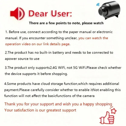 1pc/ 2pcs Small Wireless Invisible Smart Camera, HD WiFi Mini Surveillance Camera With Support, Motion Detection And App Control, Suitable For Indoor And Outdoor Dog And Cat Monitoring, Home Surveill