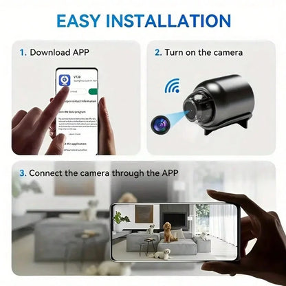 1pc/ 2pcs Small Wireless Invisible Smart Camera, HD WiFi Mini Surveillance Camera With Support, Motion Detection And App Control, Suitable For Indoor And Outdoor Dog And Cat Monitoring, Home Surveill