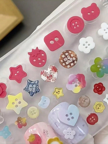 1pc 3D Button Nail Art Mold Silicone Tool Asymmetrical Shape Button Decor Nail Art Jewelry Resin Mold Nail Art Supplies
