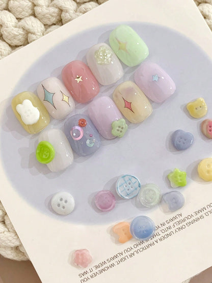 1pc 3D Button Nail Art Mold Silicone Tool Asymmetrical Shape Button Decor Nail Art Jewelry Resin Mold Nail Art Supplies