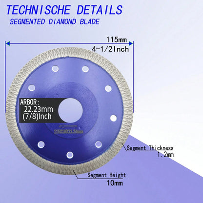 1pc 4.5"/5" Ultra-Thin Diamond Cutting Disc, Unbreakable For Ceramic Cutting, Suitable For Cutting Tiles, Ceramics, Granite, Marble