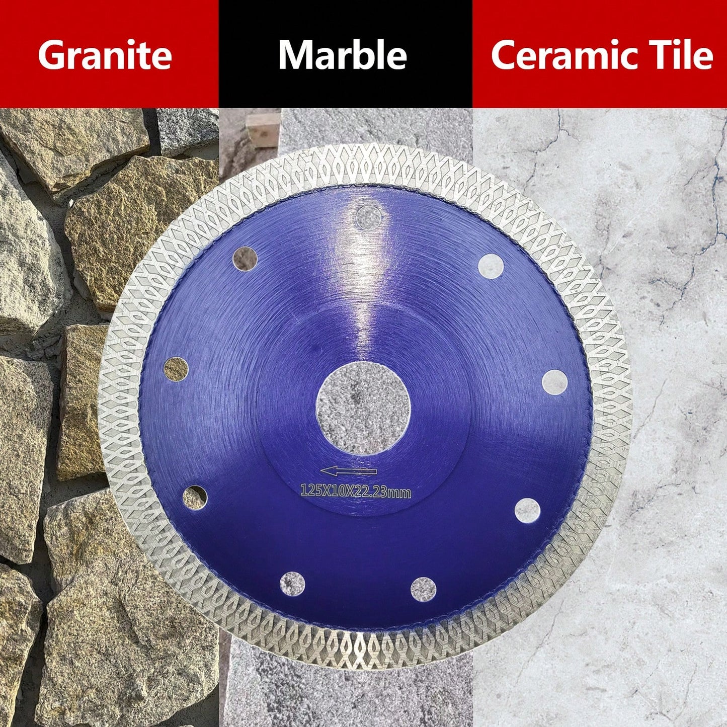 1pc 4.5"/5" Ultra-Thin Diamond Cutting Disc, Unbreakable For Ceramic Cutting, Suitable For Cutting Tiles, Ceramics, Granite, Marble