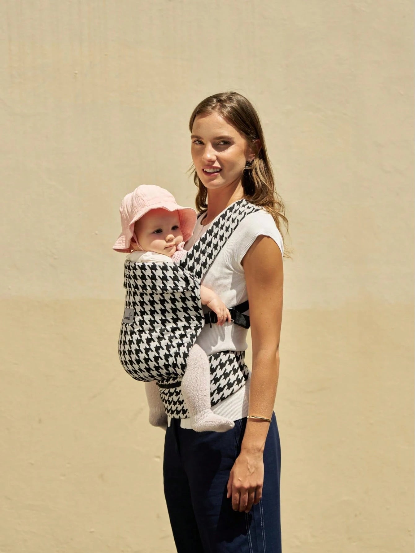 1Pc 40*40*30cm Houndstooth Cotton Baby Carrier, 2 Ways Face In & Face Out Infant Sling Carrier With Adjustable X Padded Shoulder Straps