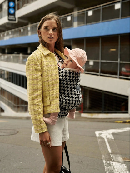 1Pc 40*40*30cm Houndstooth Cotton Baby Carrier, 2 Ways Face In & Face Out Infant Sling Carrier With Adjustable X Padded Shoulder Straps