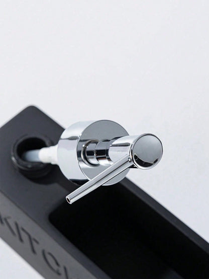 1pc 6.31 Inch Resin Fashion Kitchen Soap Dispenser Bottle, Kitchen Countertop Decor, Dish Soap Refill Bottle, Bathroom Sink Use, Includes Dish Sponge (Black, Grey, White)
