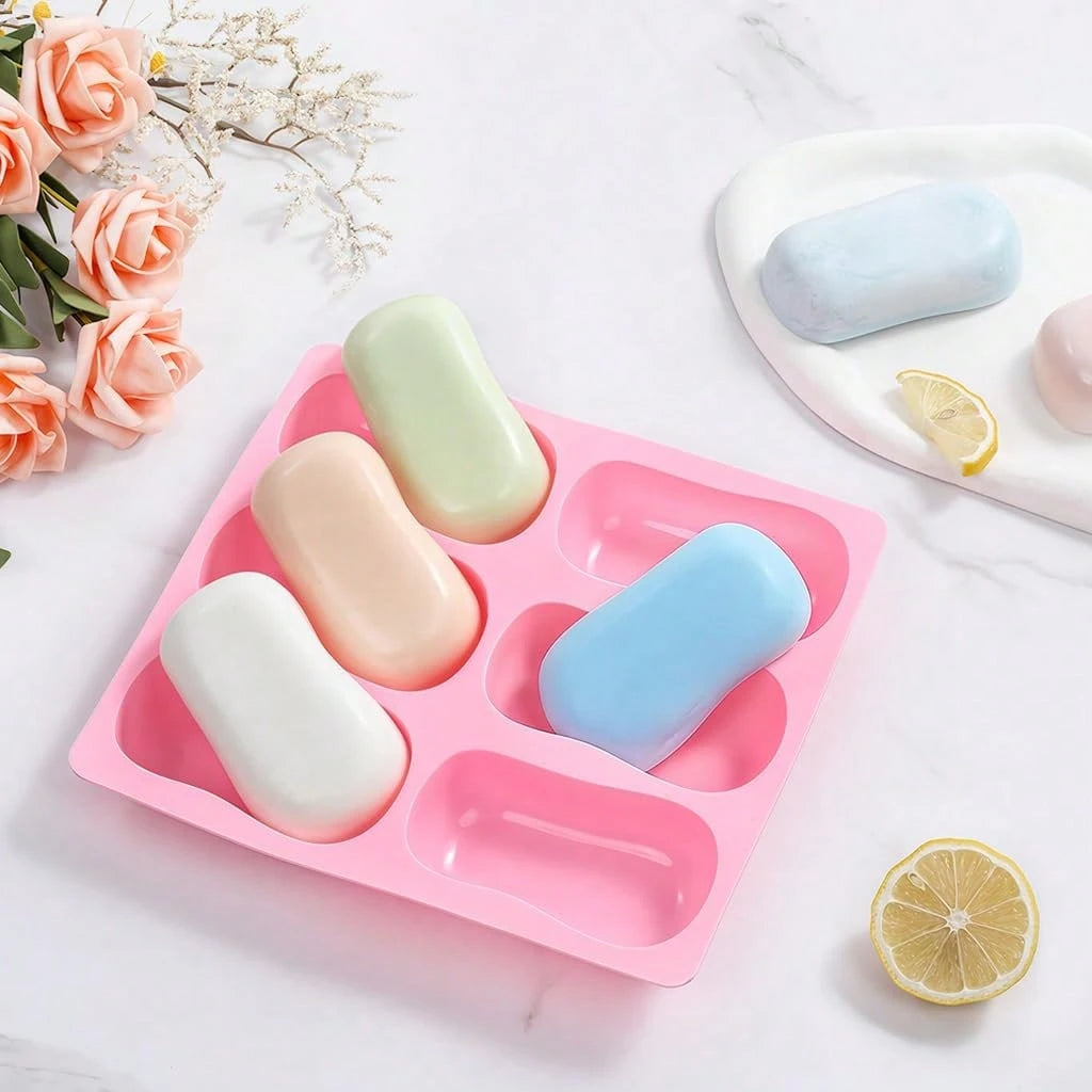 1pc 6-Cavity Silicone Soap Mold, DIY Handmade Bath Bomb Silicone Mold, Handmade Soap Making Supplies, Easy Unmold Handmade Soap Making Tool