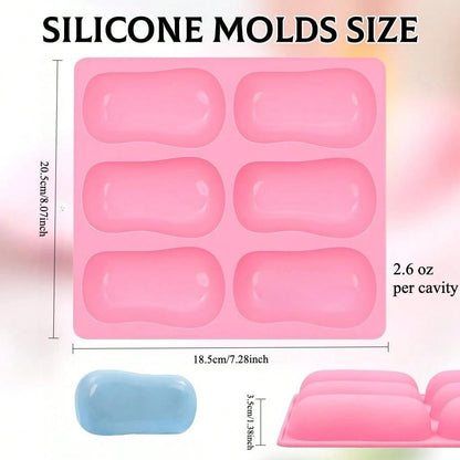 1pc 6-Cavity Silicone Soap Mold, DIY Handmade Bath Bomb Silicone Mold, Handmade Soap Making Supplies, Easy Unmold Handmade Soap Making Tool