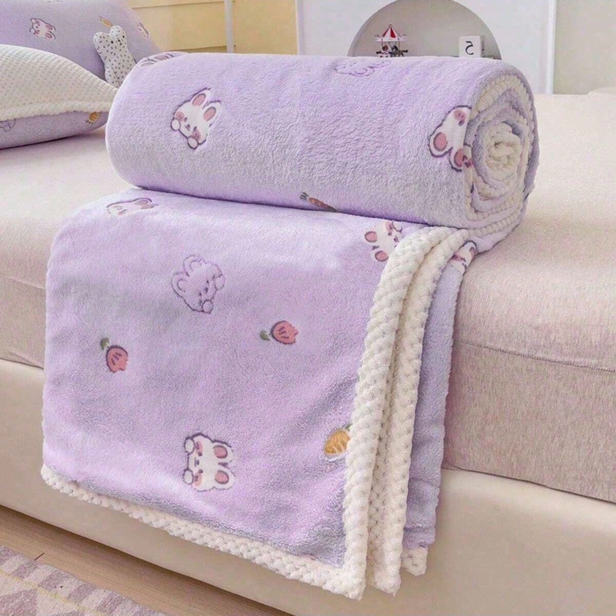 1pc 70x100cm Baby Blanket, Cute Cartoon Pattern, Suitable For All Seasons, Soft & Comfortable, Newborn Gift, Essential For Baby Room