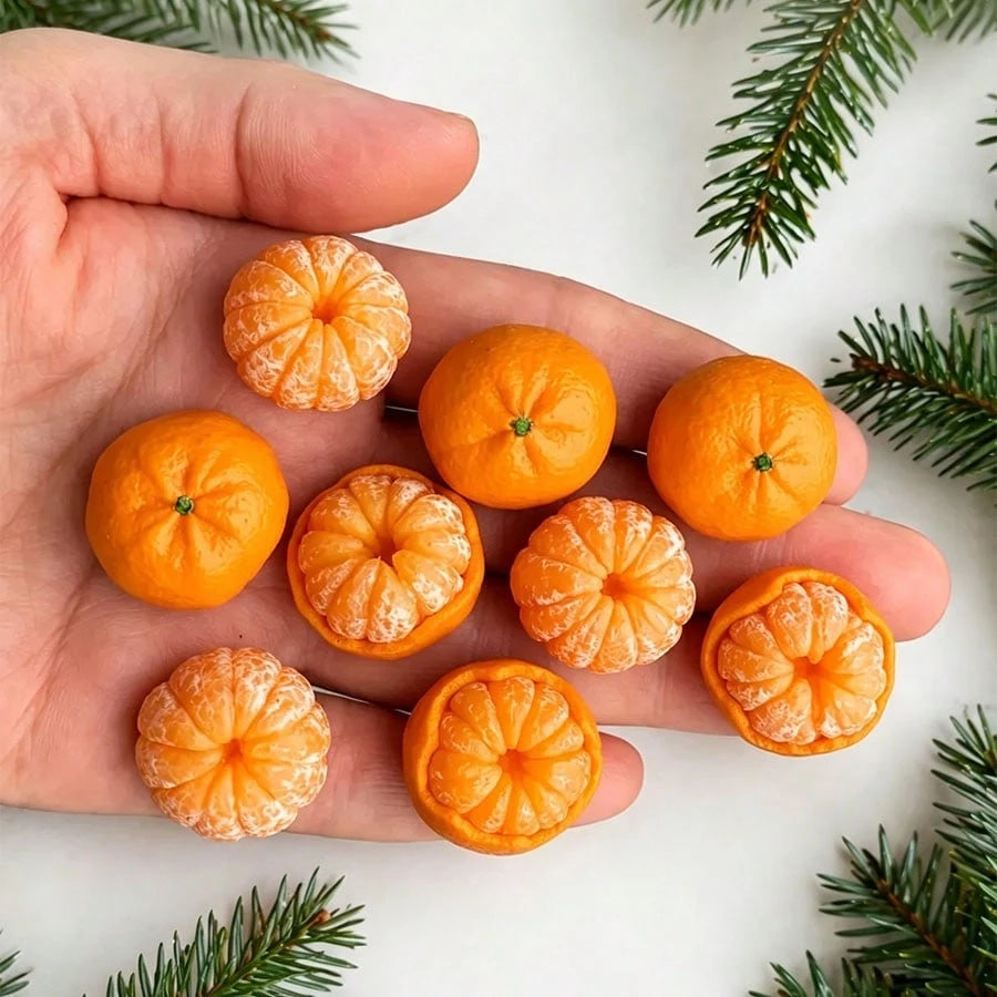 1pc 9-Cavity 3D Mini Orange Silicone Candle Mold- Realistic Peeled Citrus Shape Casting Mold, Suitable For DIY Aromatherapy Candles, Soap, Epoxy Resin, Plaster Diffuser Stone And New Year, Christmas