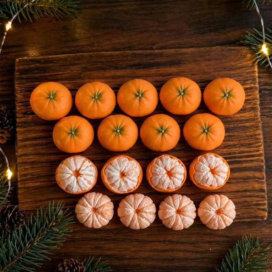 1pc 9-Cavity 3D Mini Orange Silicone Candle Mold- Realistic Peeled Citrus Shape Casting Mold, Suitable For DIY Aromatherapy Candles, Soap, Epoxy Resin, Plaster Diffuser Stone And New Year, Christmas