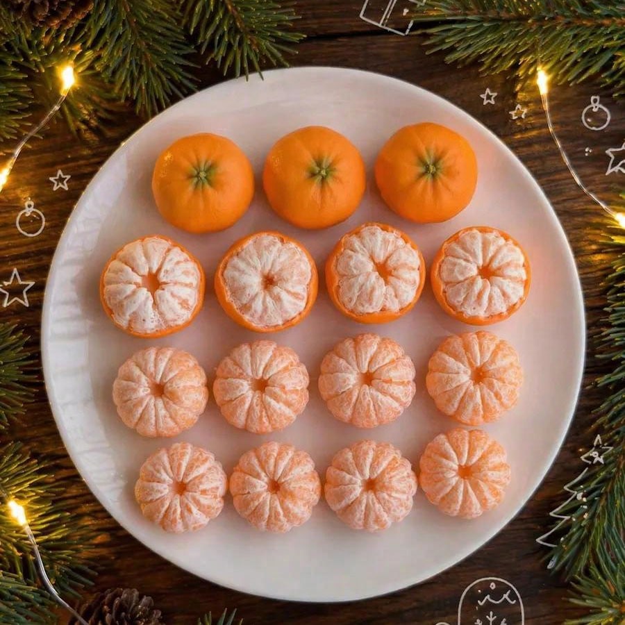 1pc 9-Cavity 3D Mini Orange Silicone Candle Mold- Realistic Peeled Citrus Shape Casting Mold, Suitable For DIY Aromatherapy Candles, Soap, Epoxy Resin, Plaster Diffuser Stone And New Year, Christmas