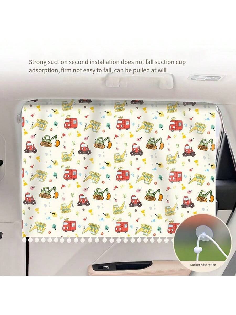 1pc Adjustable Car Sunshade Curtain- Children's Privacy Window Curtain, UV Protection, Heat Insulation, Suction Cup Sunshade For Vehicles, Ensures Baby's Comfortable Sleep