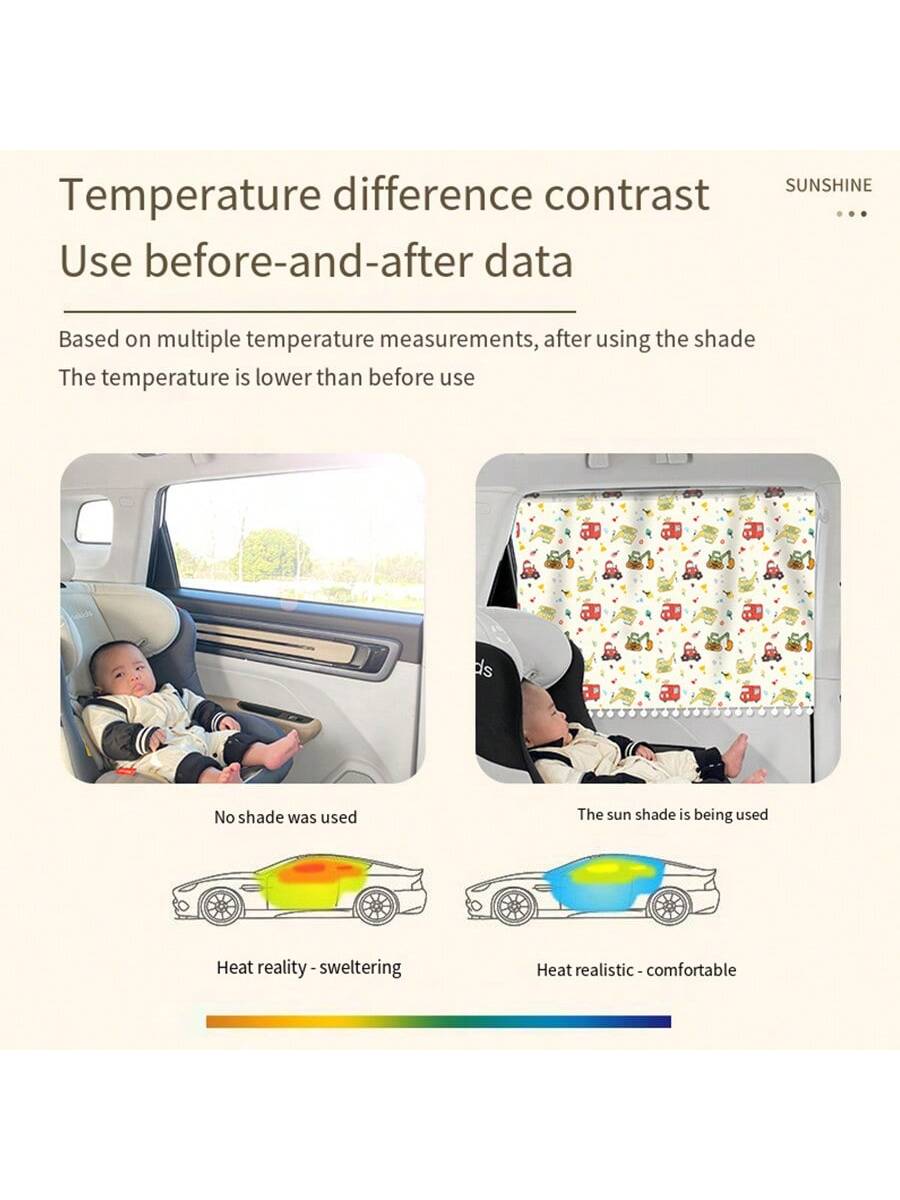 1pc Adjustable Car Sunshade Curtain- Children's Privacy Window Curtain, UV Protection, Heat Insulation, Suction Cup Sunshade For Vehicles, Ensures Baby's Comfortable Sleep