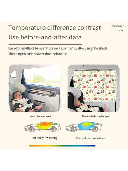 1pc Adjustable Car Sunshade Curtain- Children's Privacy Window Curtain, UV Protection, Heat Insulation, Suction Cup Sunshade For Vehicles, Ensures Baby's Comfortable Sleep