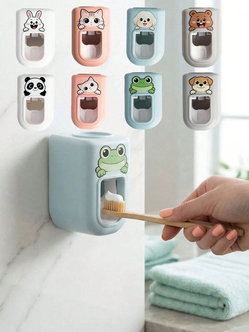 1pc Automatic Cartoon Toothpaste Squeezer Wall-Mounted Bathroom Accessories Waterproof Squeezer Toothbrush Holder Bathroom Tools