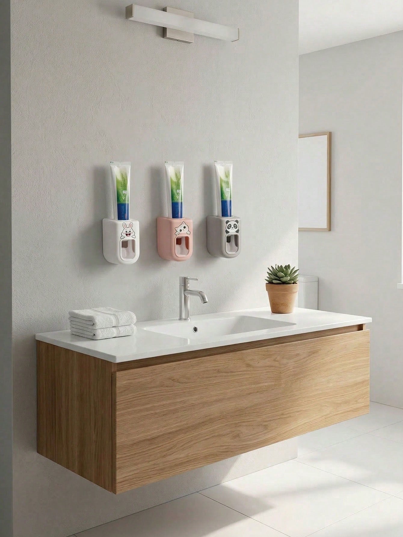 1pc Automatic Cartoon Toothpaste Squeezer Wall-Mounted Bathroom Accessories Waterproof Squeezer Toothbrush Holder Bathroom Tools