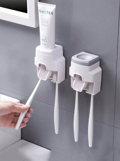 1pc Automatic Toothpaste Dispenser With Toothbrush Holder Wall Mount Bathroom & Kitchen Tool (Random Color) Home Bathroom Decor Fall Decor Back To School
