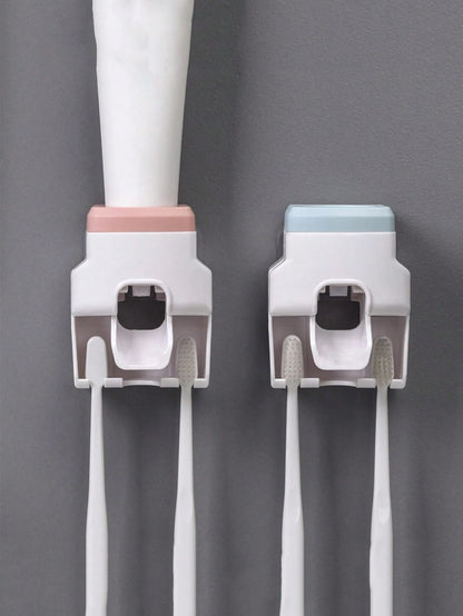 1pc Automatic Toothpaste Dispenser With Toothbrush Holder Wall Mount Bathroom & Kitchen Tool (Random Color) Home Bathroom Decor Fall Decor Back To School