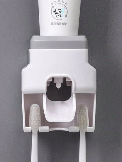 1pc Automatic Toothpaste Dispenser With Toothbrush Holder Wall Mount Bathroom & Kitchen Tool (Random Color) Home Bathroom Decor Fall Decor Back To School