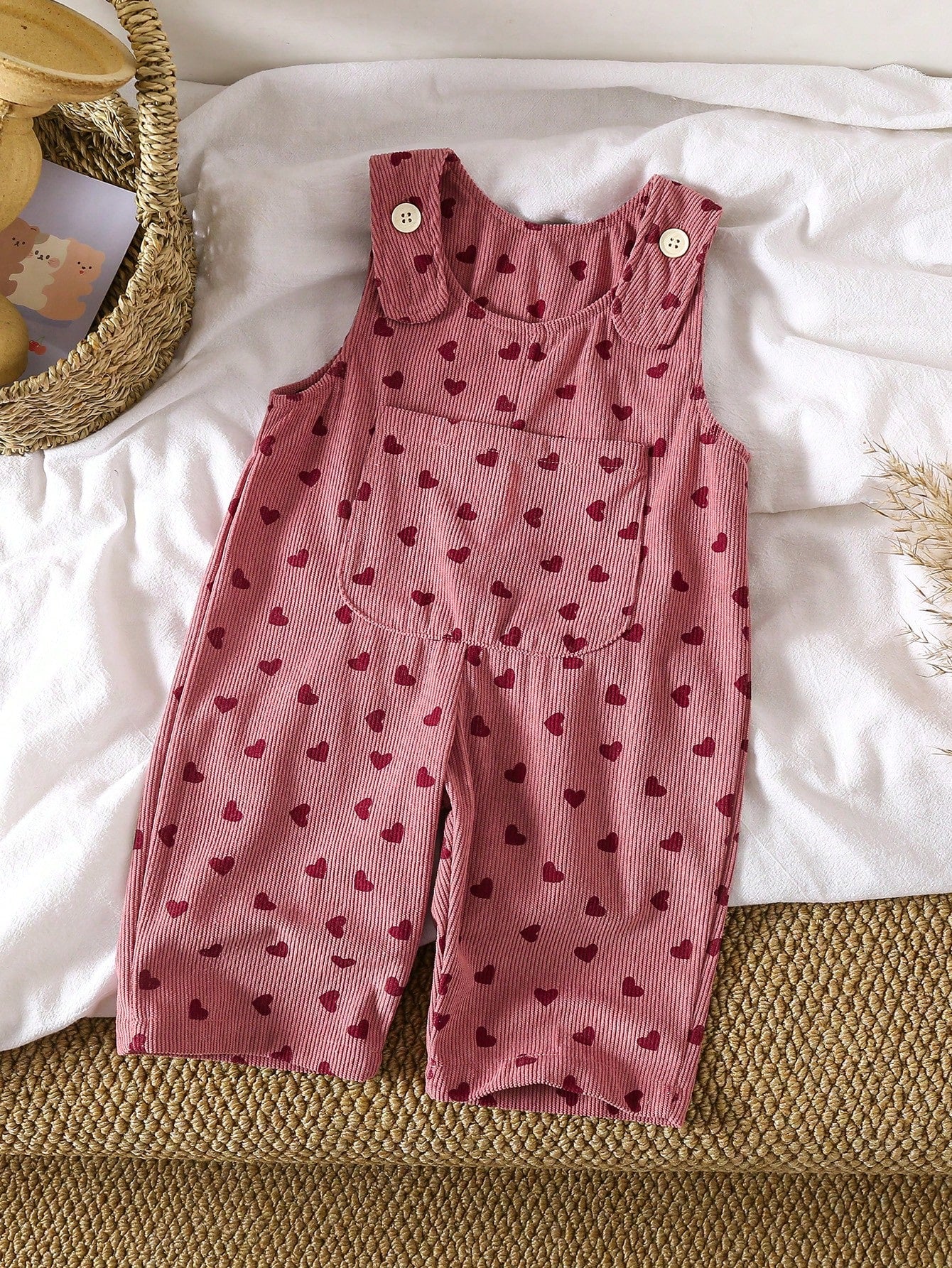 1pc Baby Corduroy Overalls Long Pants, Spring/Autumn