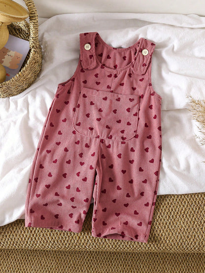 1pc Baby Corduroy Overalls Long Pants, Spring/Autumn