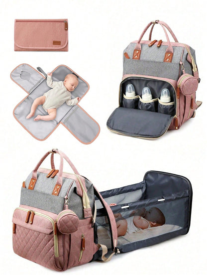 1pc Baby Diaper Bag Backpack With Changing Station, Multifunction Portable Waterproof Large Capacity Travel Baby Changing Bags, Baby Stuff Organizer, Baby Registry Search, Baby Diaper Bags For Boys &